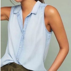 Anthropologie Cloth & Stone Chambray sleeveless Pullover Top Sz S